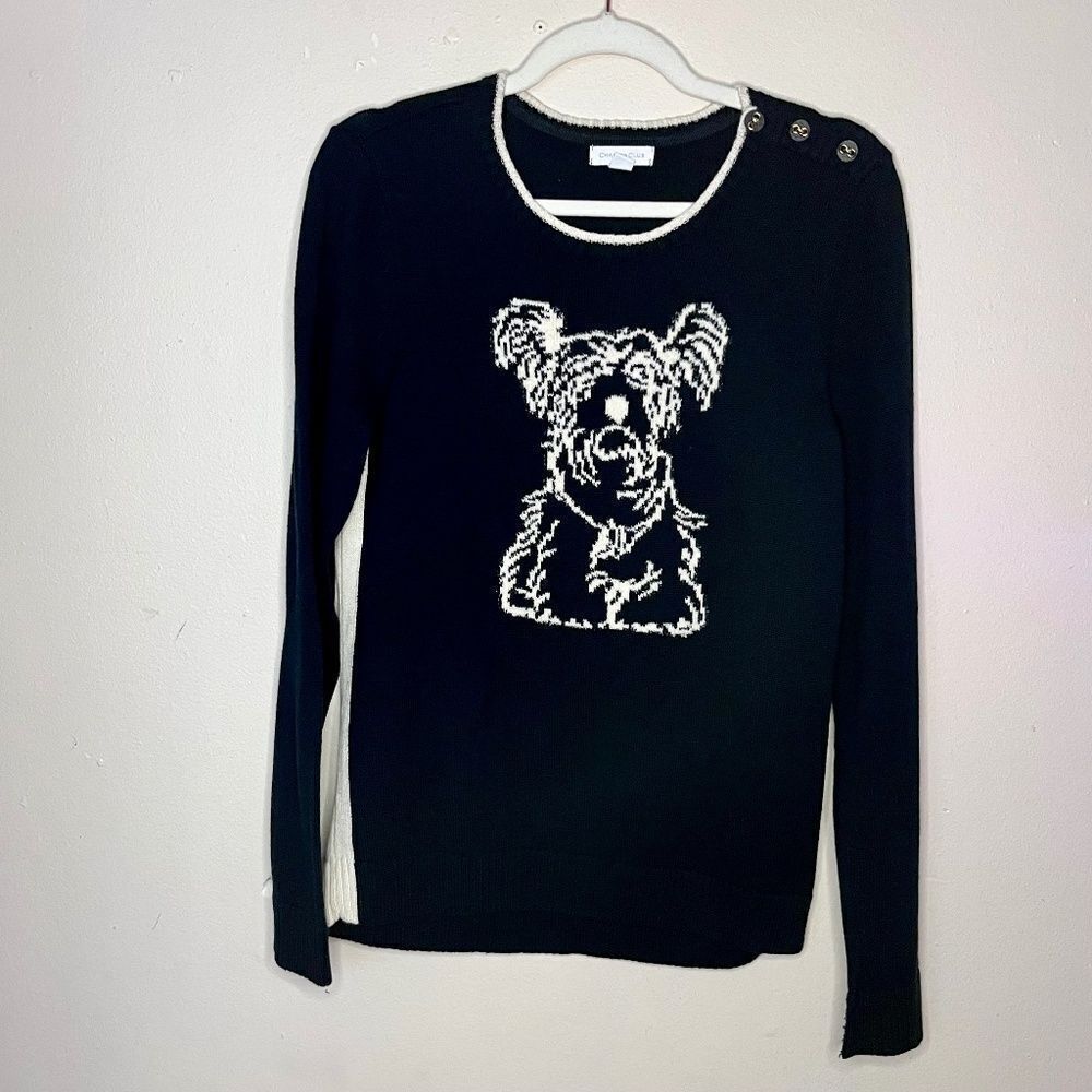 CHARTER CLUB Animal Black/ White Core Cotton Sweater Size M